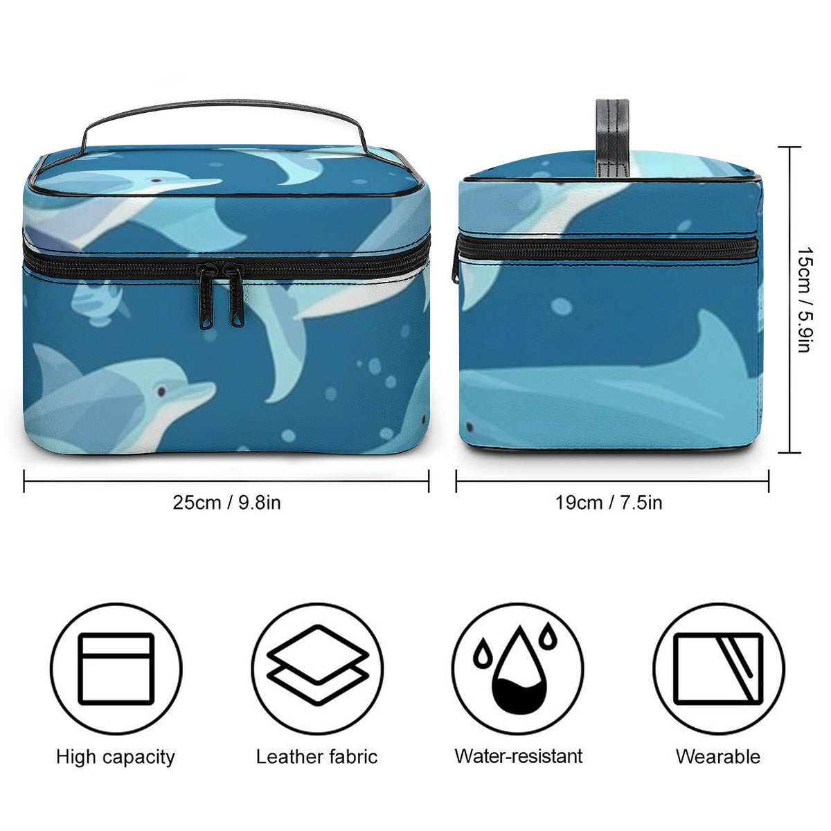 Dolphins in the Deep Blue Travel Cosmetic Bag