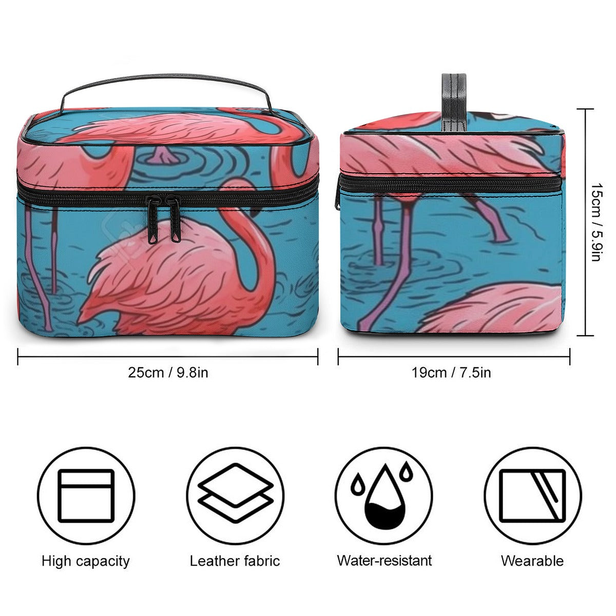 Tropical Flamingo Paradise Travel Cosmetic Bag