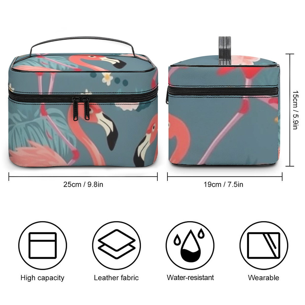 Coastal Flamingo Flock Travel Cosmetic Bag