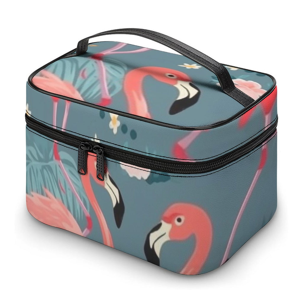 Coastal Flamingo Flock Travel Cosmetic Bag