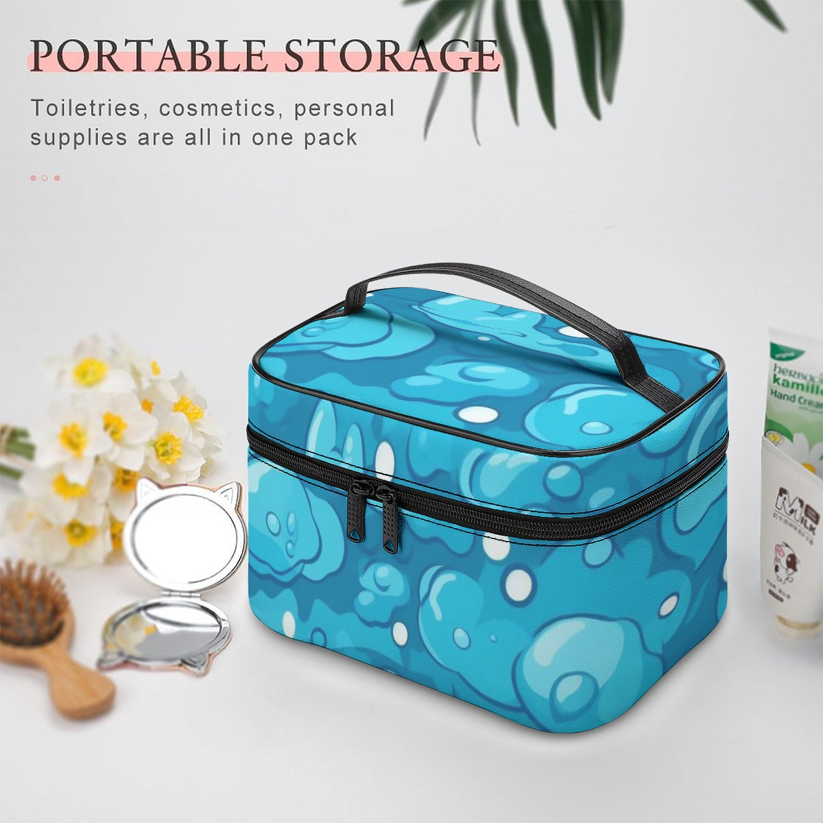Caribbean Blue Bubbles Travel Cosmetic Bag