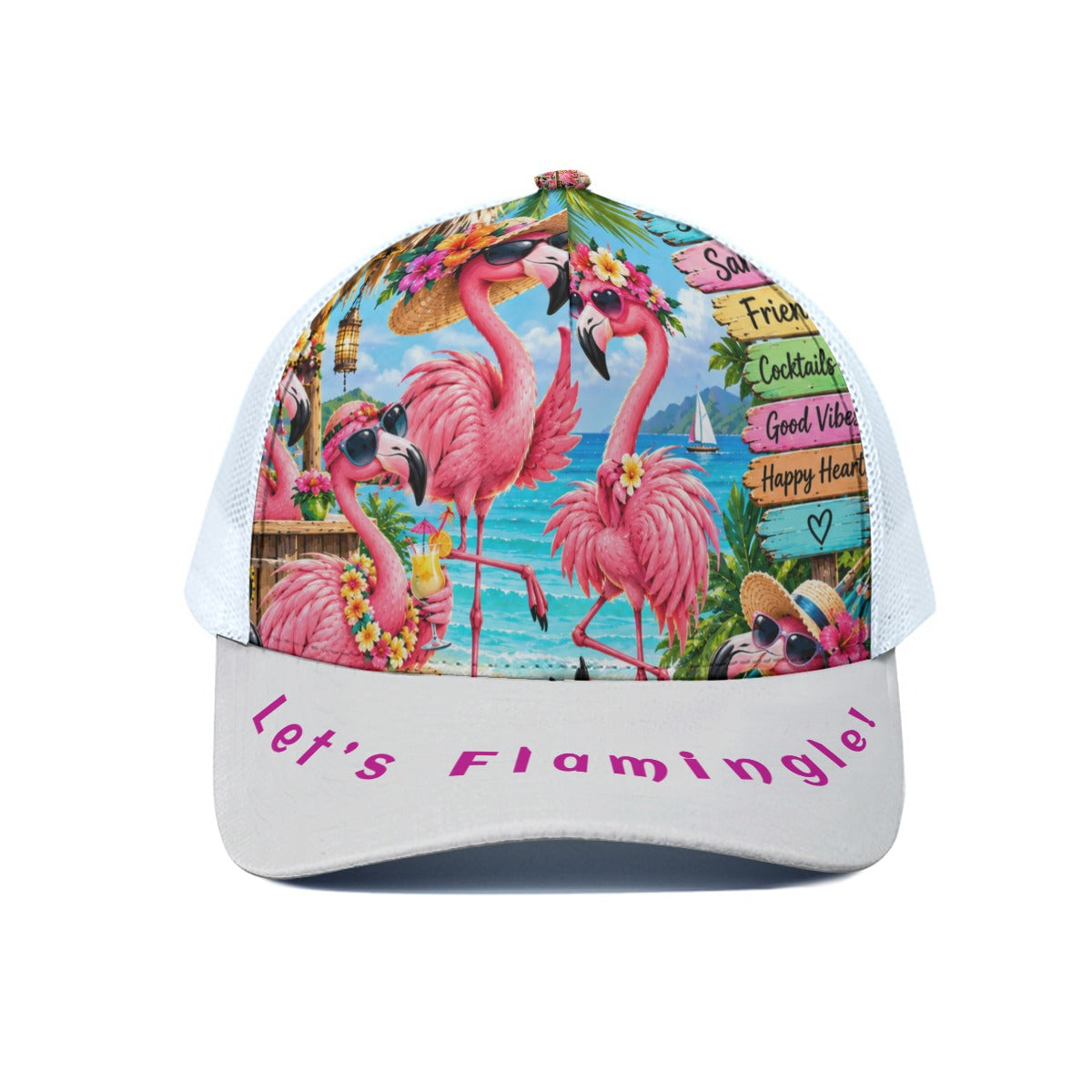 Let's Flamingle!! Tropical Flamingo Trucker Hat