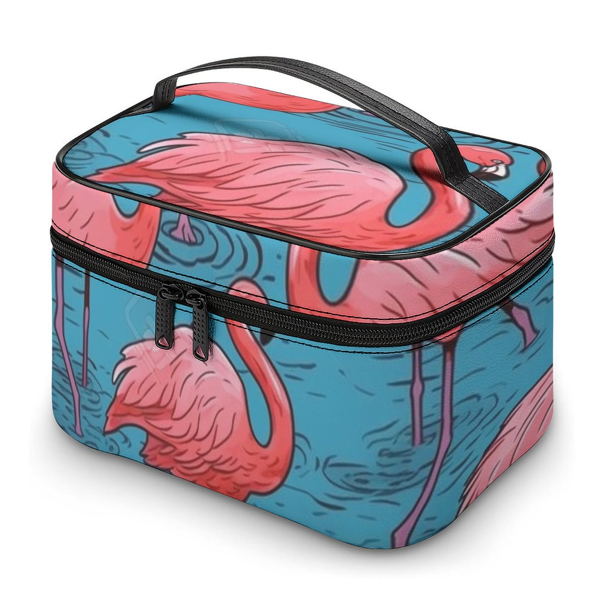 Tropical Flamingo Paradise Travel Cosmetic Bag