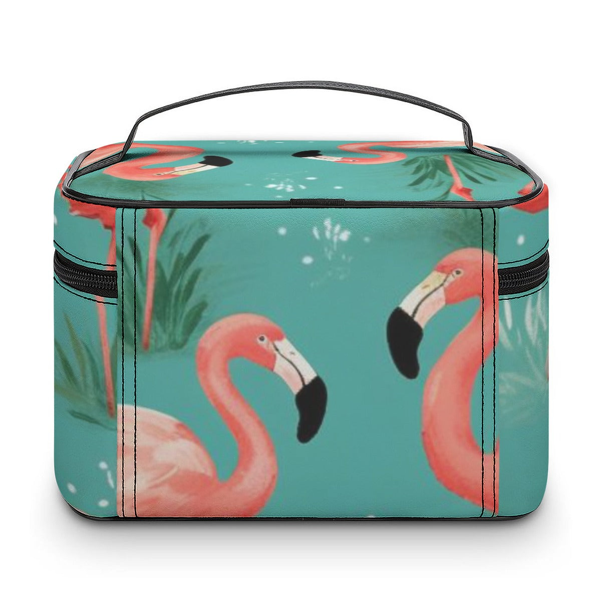 Coral Flamingo Lagoon Travel Cosmetic Bag