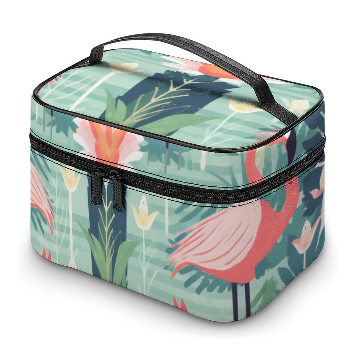 Flamingo Garden Tropical Travel Cosmetic Bag