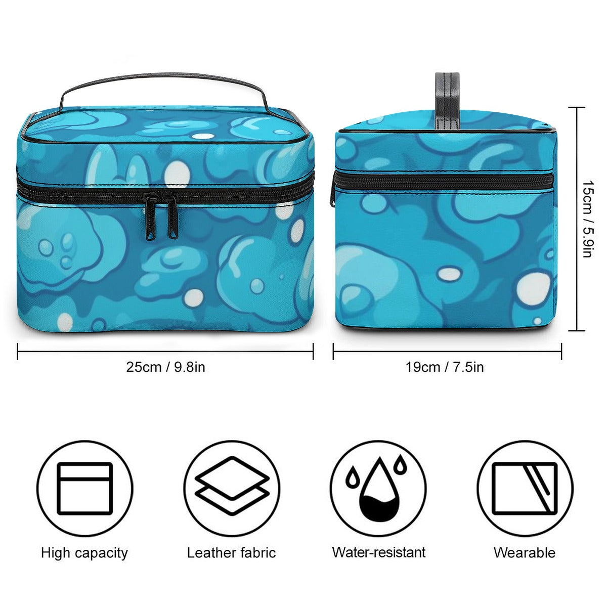Caribbean Blue Bubbles Travel Cosmetic Bag