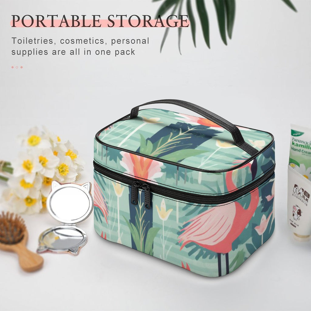 Flamingo Garden Tropical Travel Cosmetic Bag