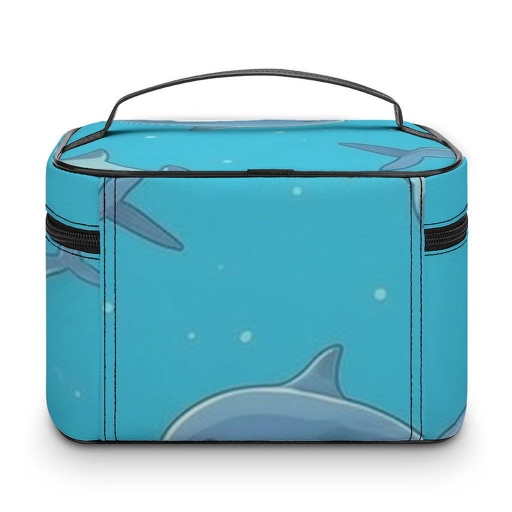 Turquoise Dolphin Splash Travel Cosmetic Bag