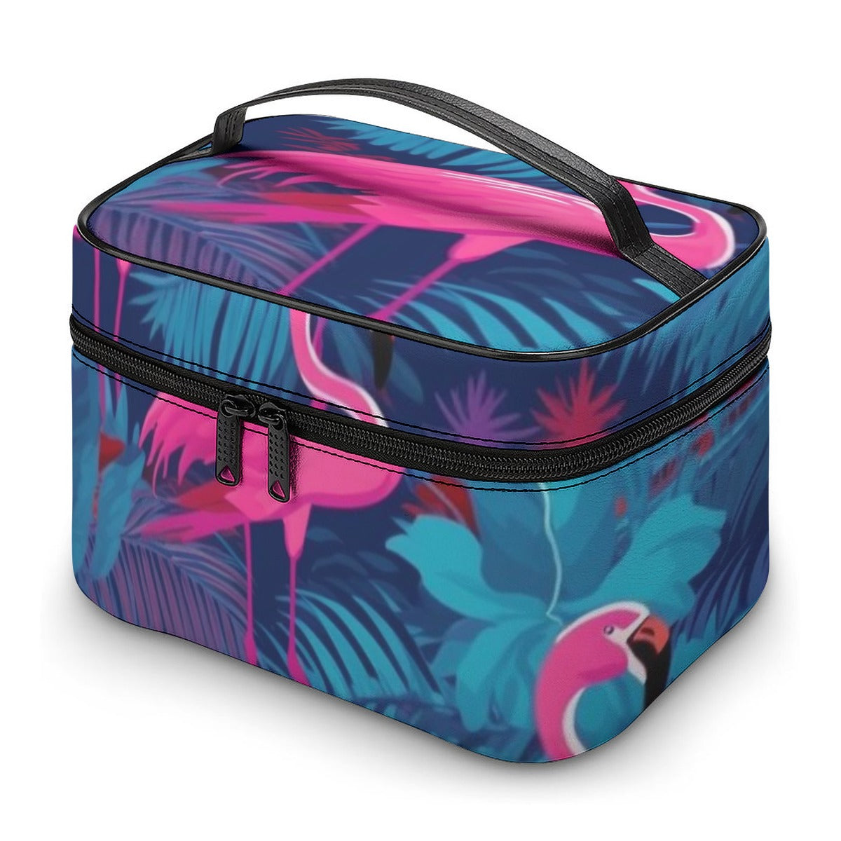 Neon Flamingo Nights Travel Cosmetic Bag