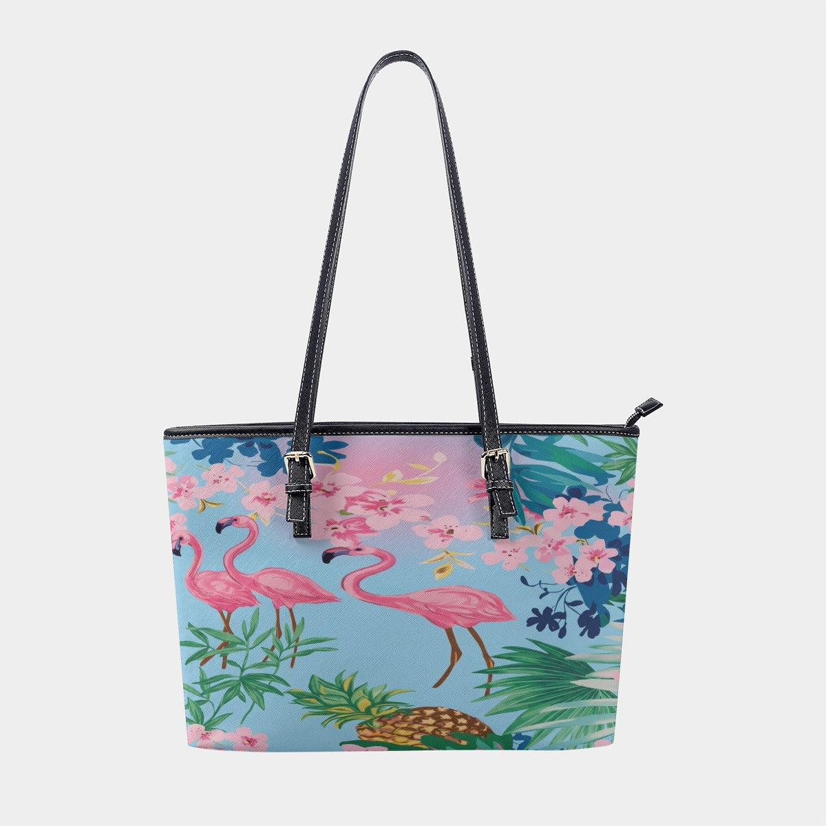 Turquoise Flamingo Island Tote Bag