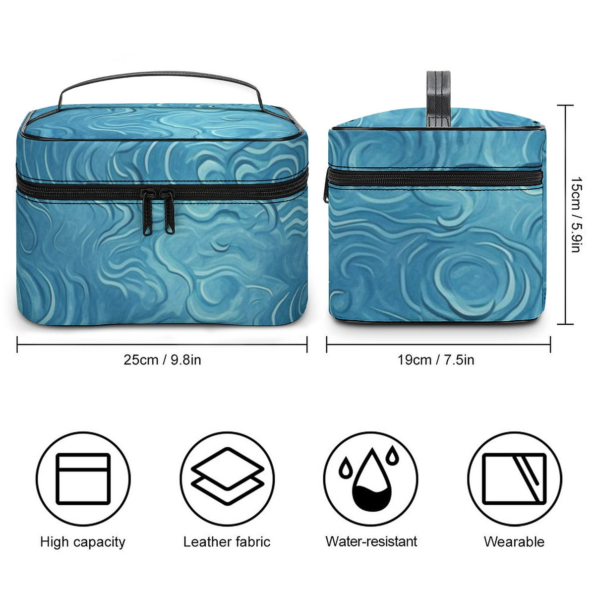 Ocean Currents Blue Travel Cosmetic Bag
