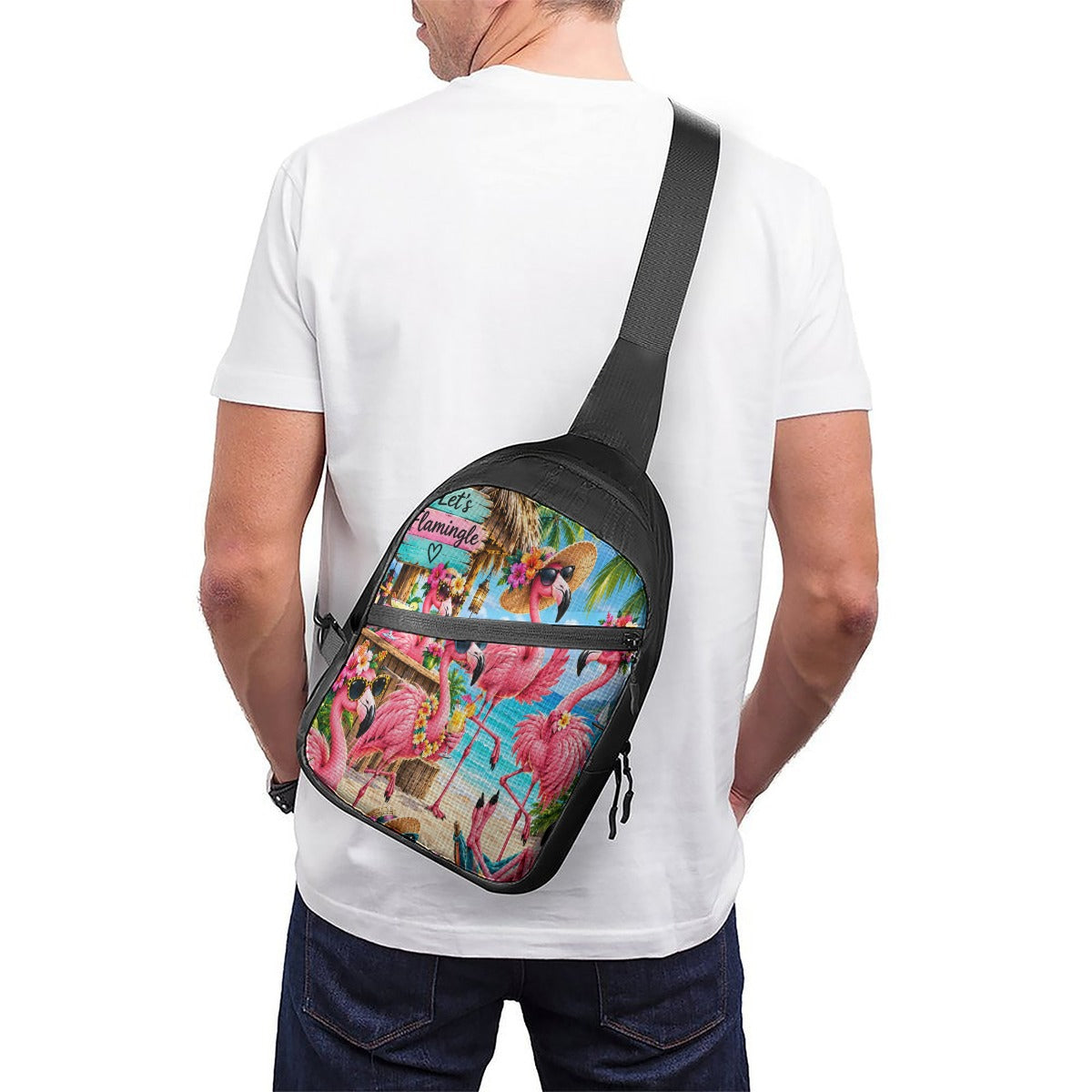 Flamingo Paradise Tropical Crossbody Bag