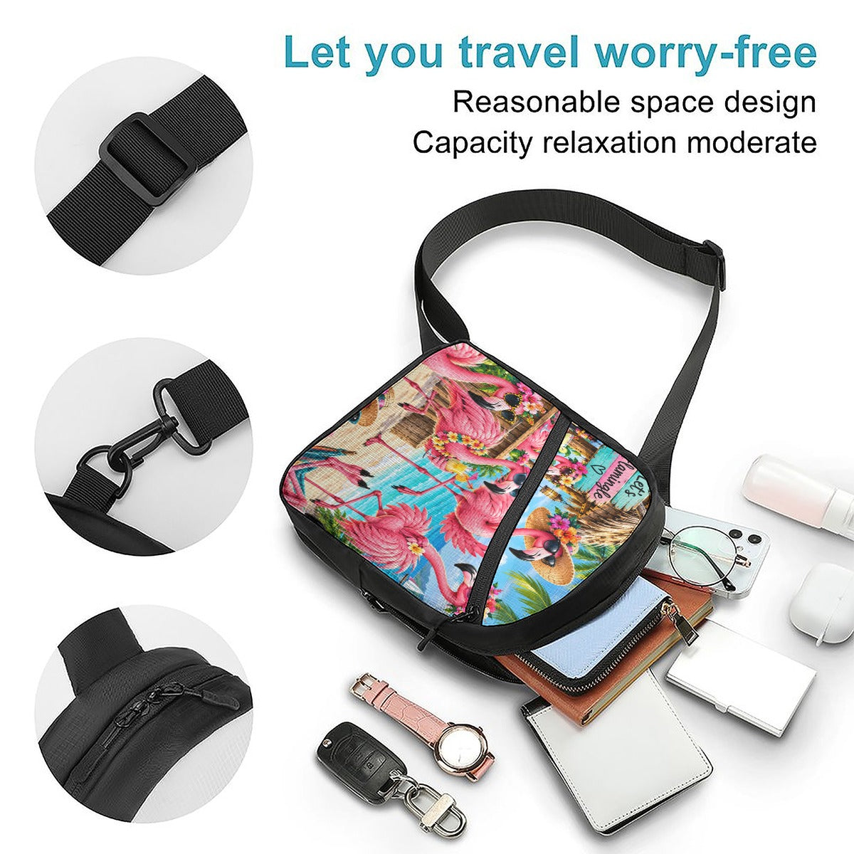 Flamingo Paradise Tropical Crossbody Bag