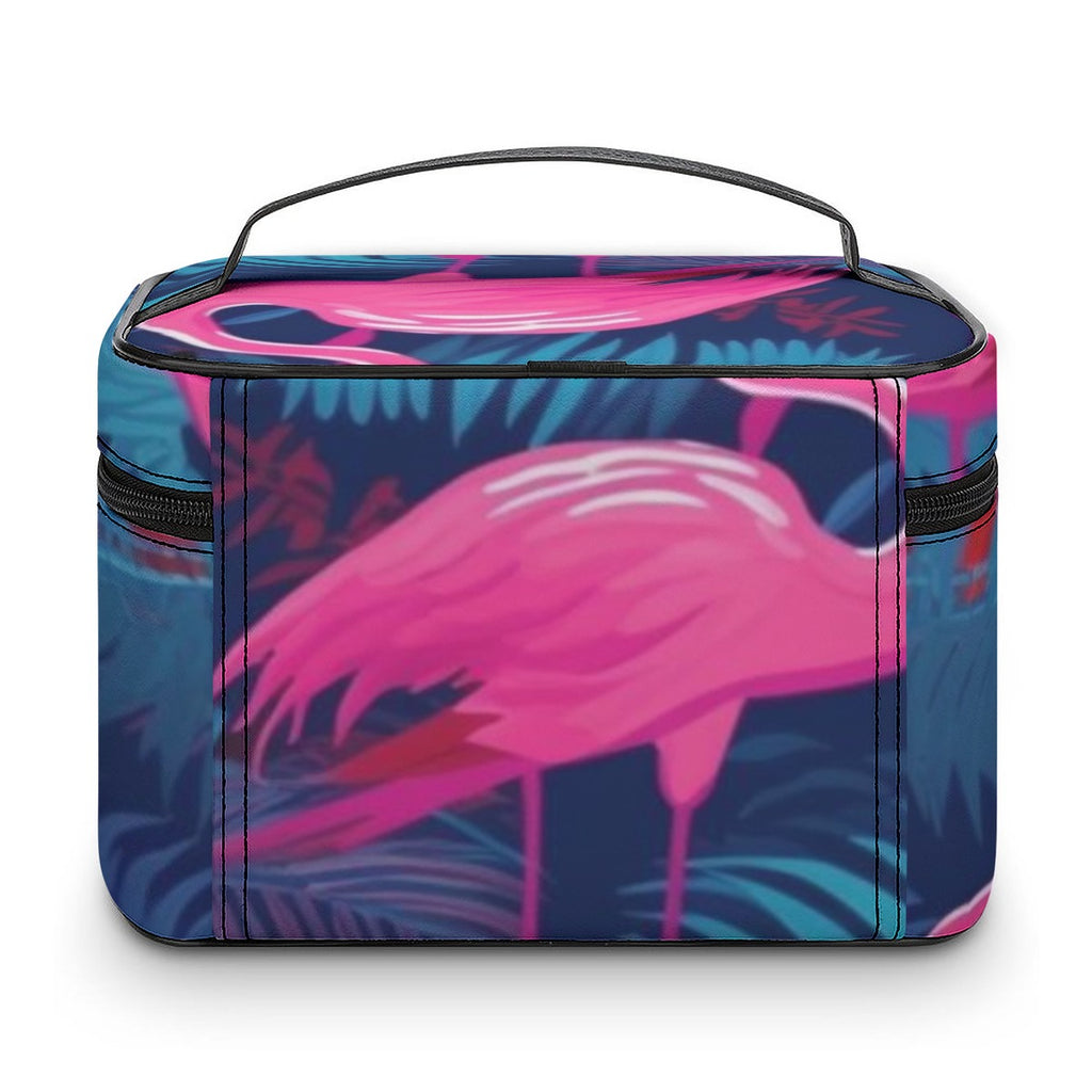 Neon Flamingo Nights Travel Cosmetic Bag