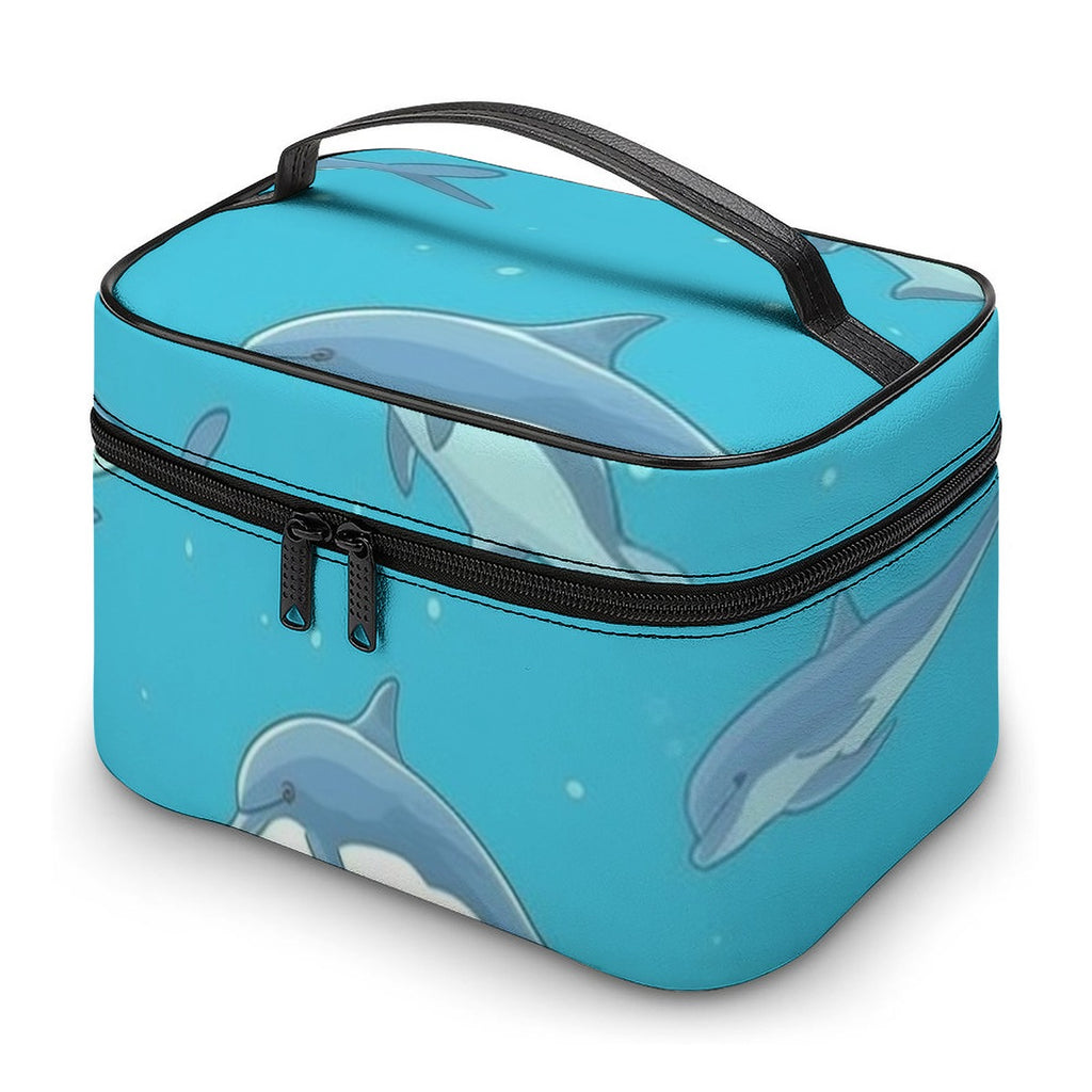 Turquoise Dolphin Splash Travel Cosmetic Bag