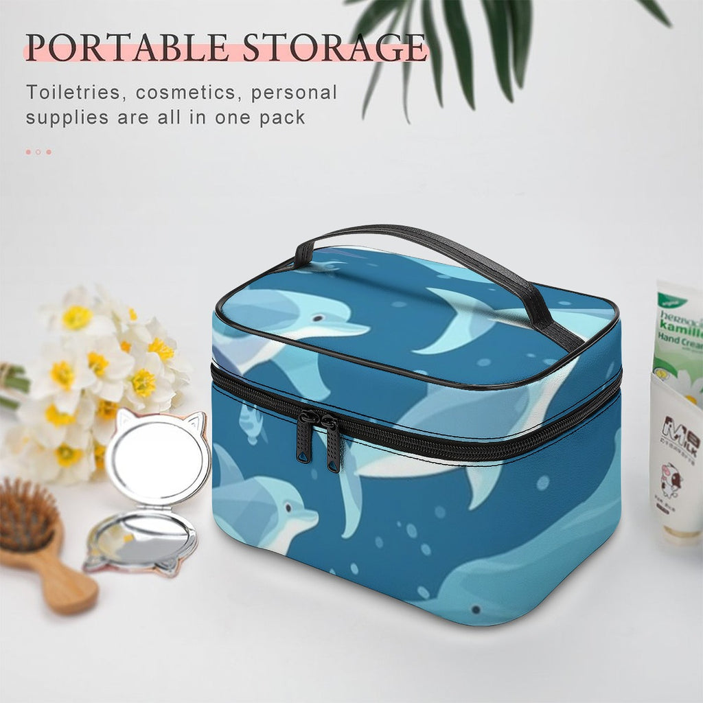 Dolphins in the Deep Blue Travel Cosmetic Bag