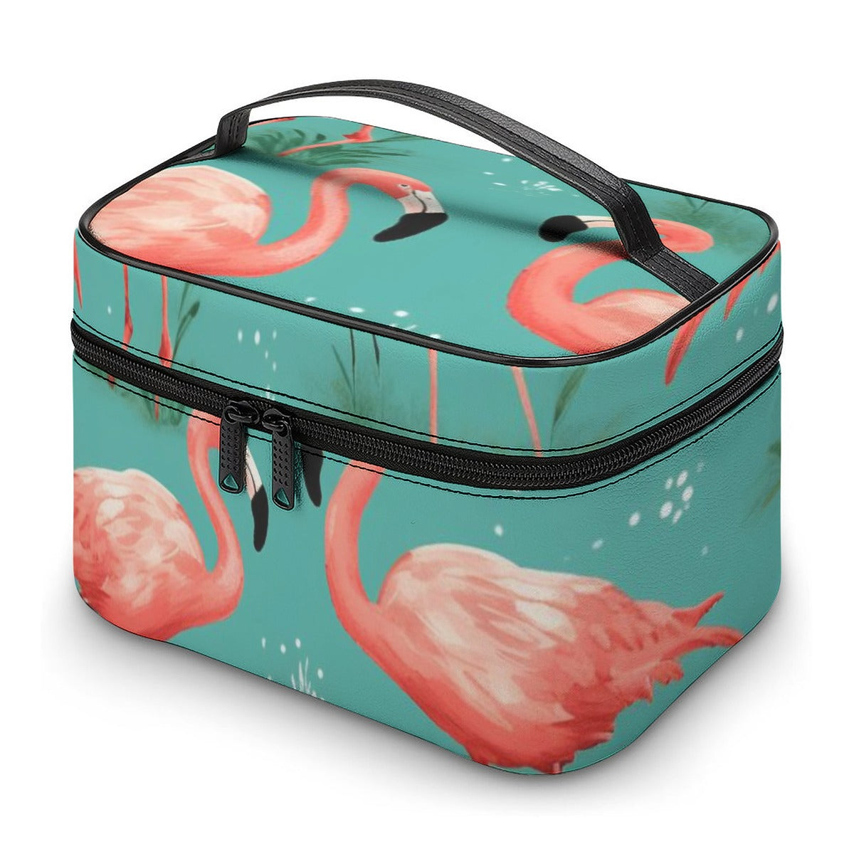 Coral Flamingo Lagoon Travel Cosmetic Bag
