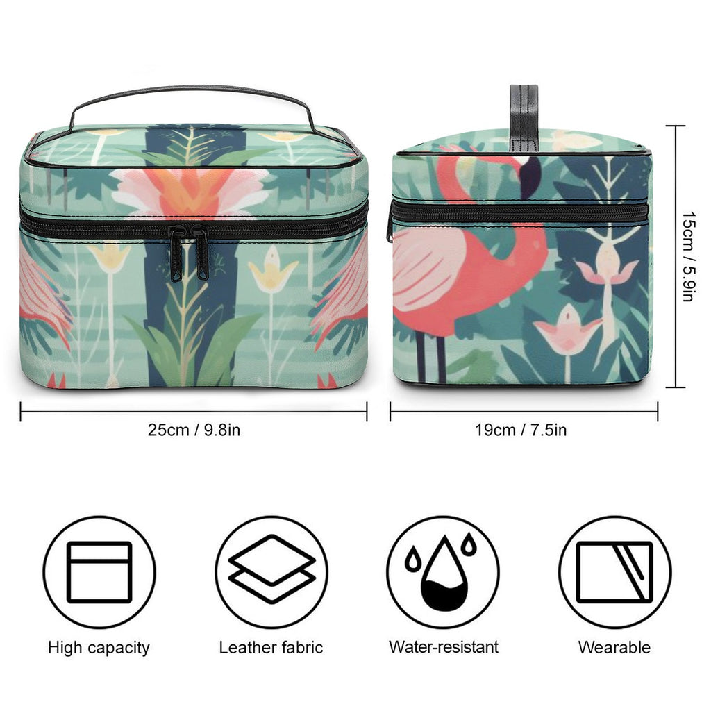 Flamingo Garden Tropical Travel Cosmetic Bag