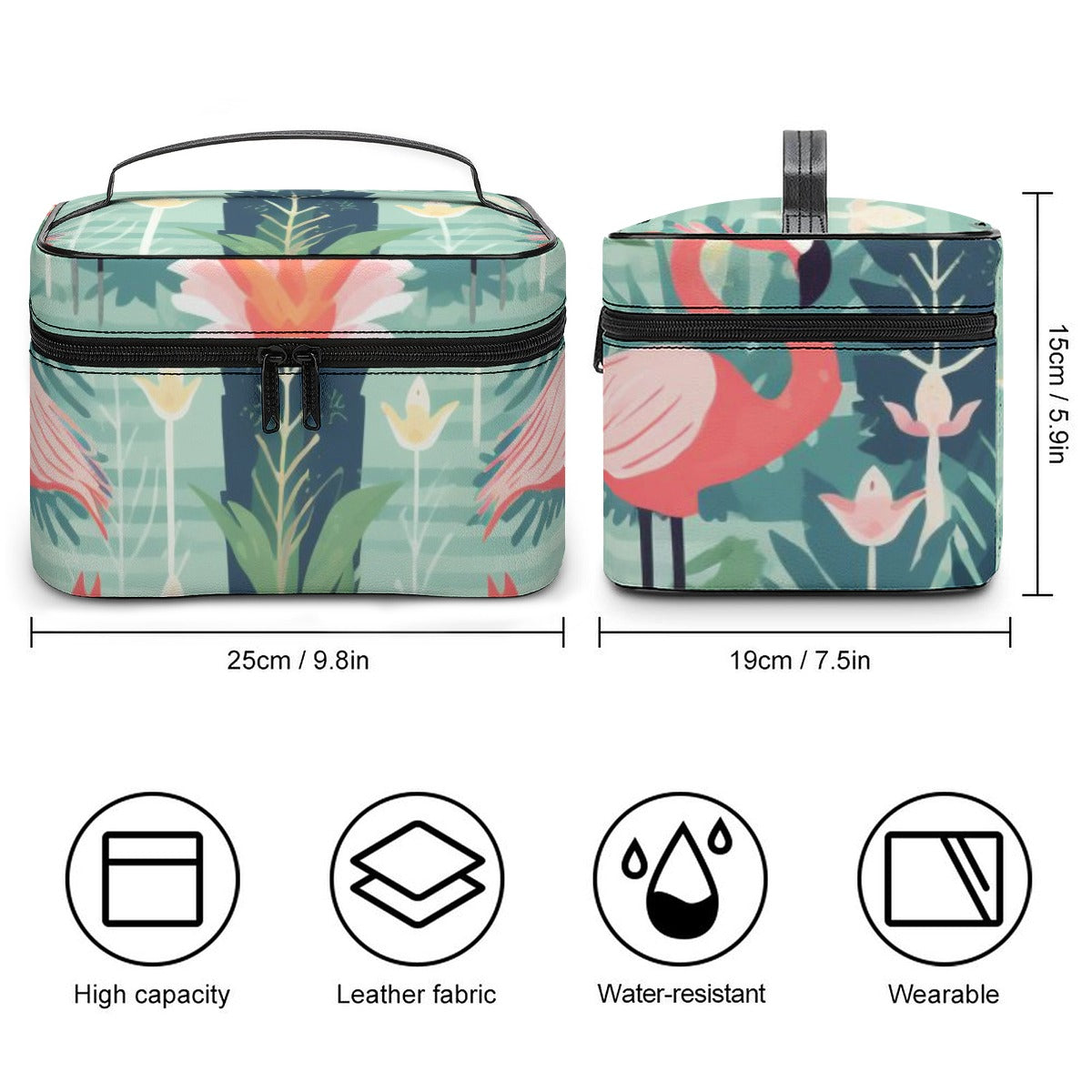 Flamingo Garden Tropical Travel Cosmetic Bag