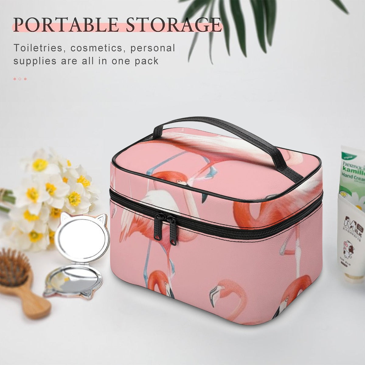 Blush Flamingo Getaway Travel Cosmetic Bag